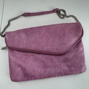 Hobo International Daria Pink Leather Chain Shoulder Bag Clutch HTF